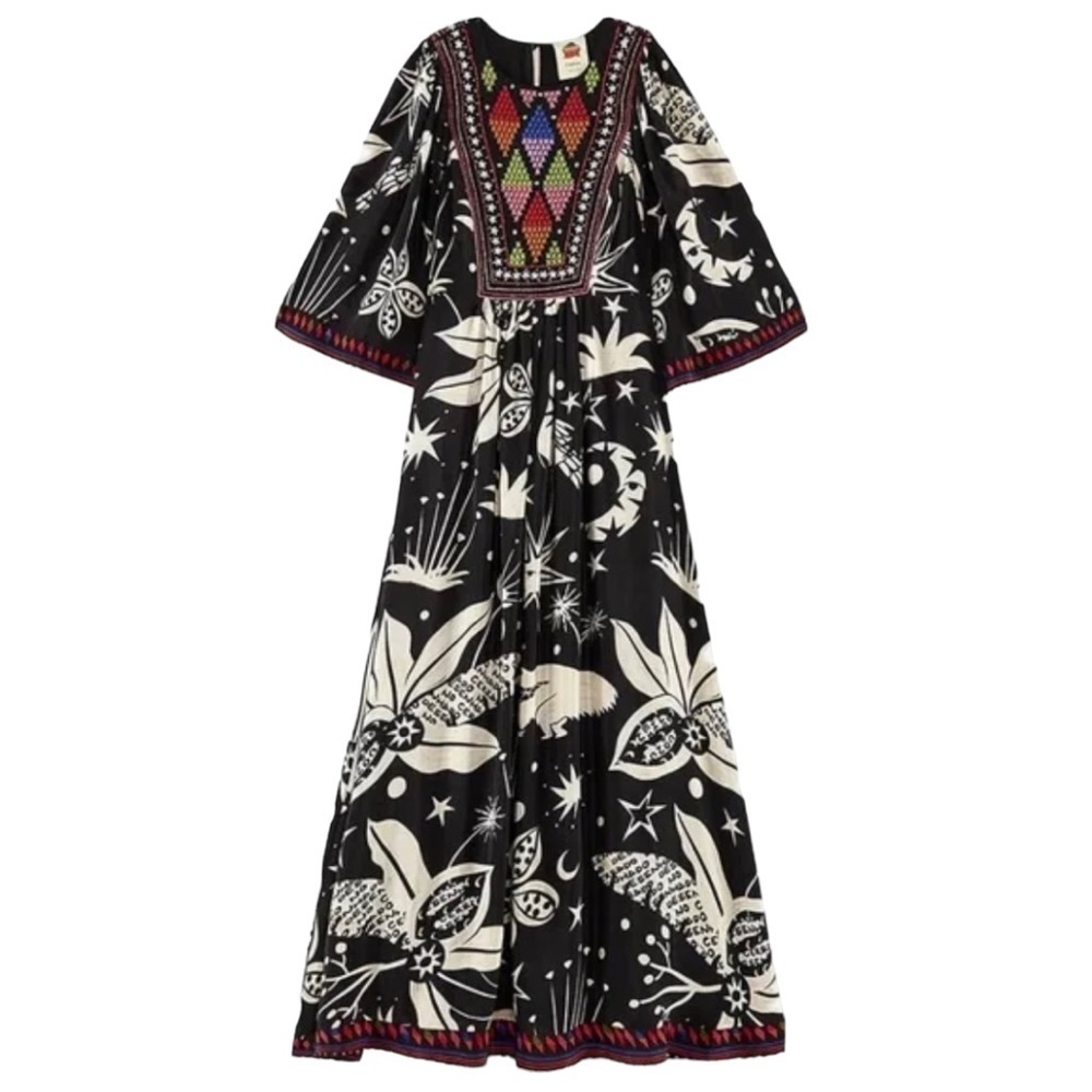 NWT Farm Rio Cerrado Sky Embroidered Maxi Dress